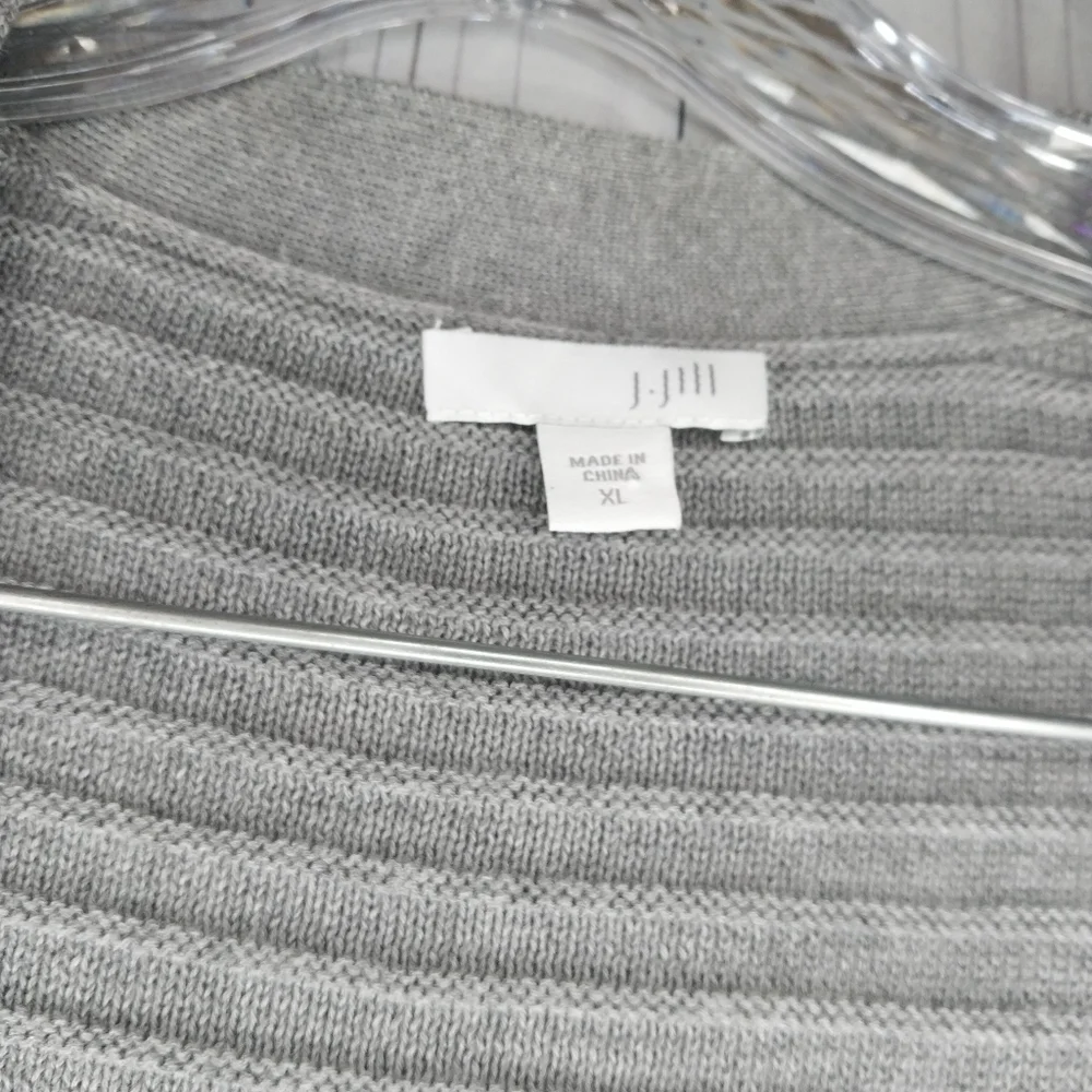 J.JILL gray wide ribbed open drapey cardigan sweater size XL Womens